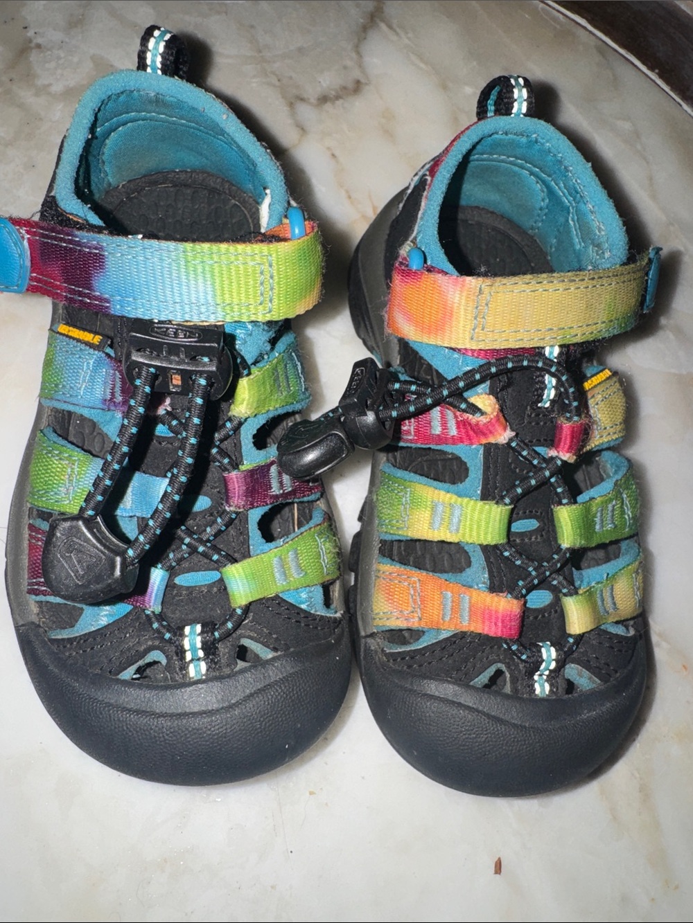 Keen Kids Rainbow Multicolor Strap Sandals - Black Soles